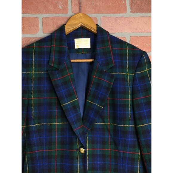 Pendleton Virgin Wool Blazer Jacket Notch Lapel Two Button Front Plaid Women - Picture 2 of 7